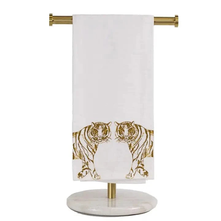Tiger White & Gold Hand Towel