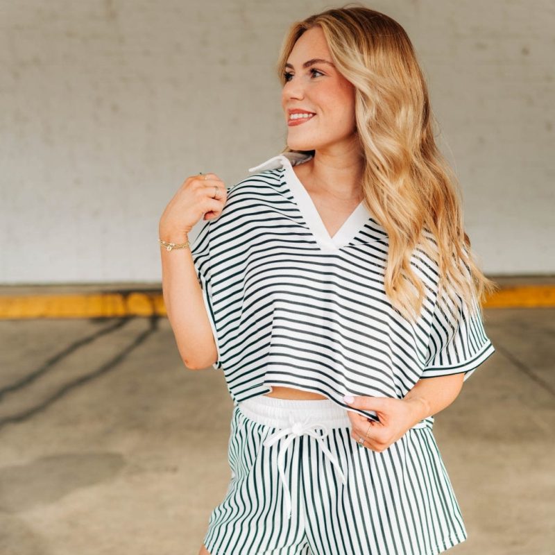 Black & White Striped Short Set