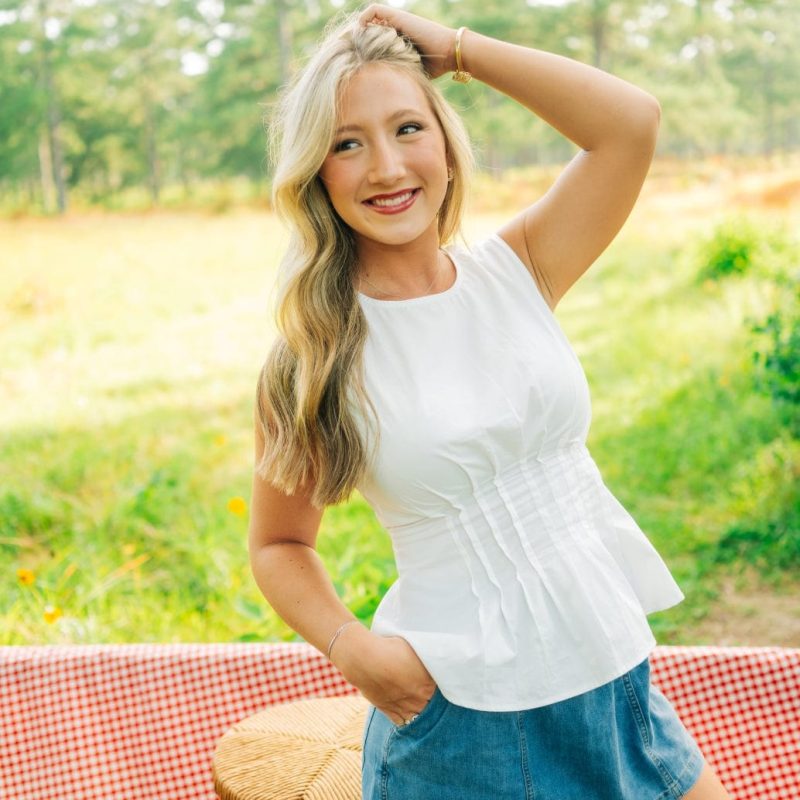 White Pleated Corset Sleeveless Top