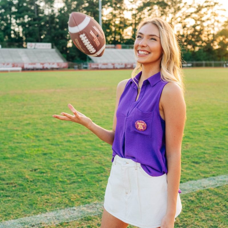 Purple Collared Front Pocket Top