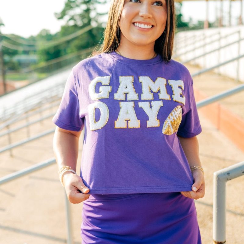 Purple Gameday Football Patch Top