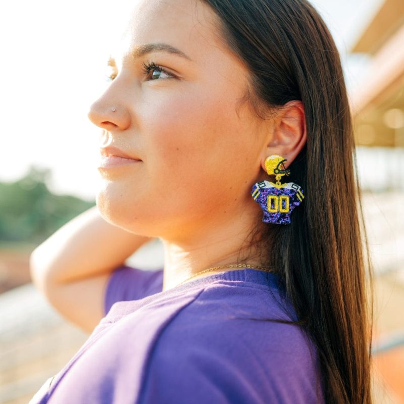 Purple & Gold Sequin Jersey Earrings