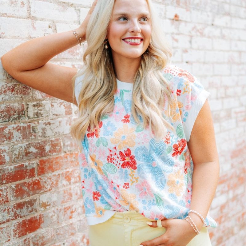 Multicolored Floral Knit Top