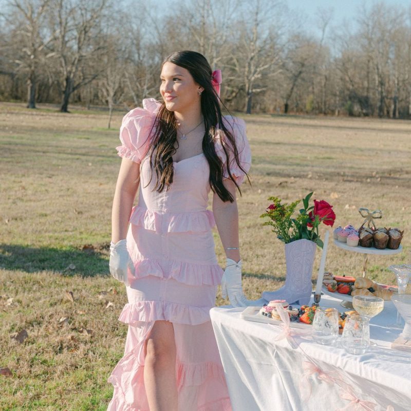 Baby Pink Button Ruffled Maxi Dress