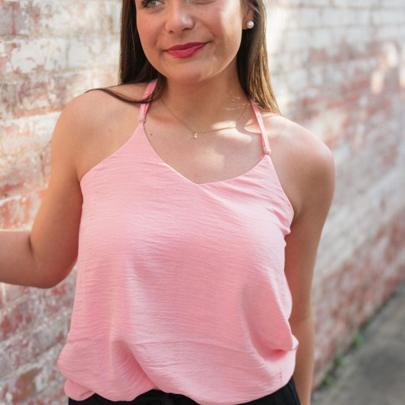 Pink V-Neck Flowy Sleeveless Cami