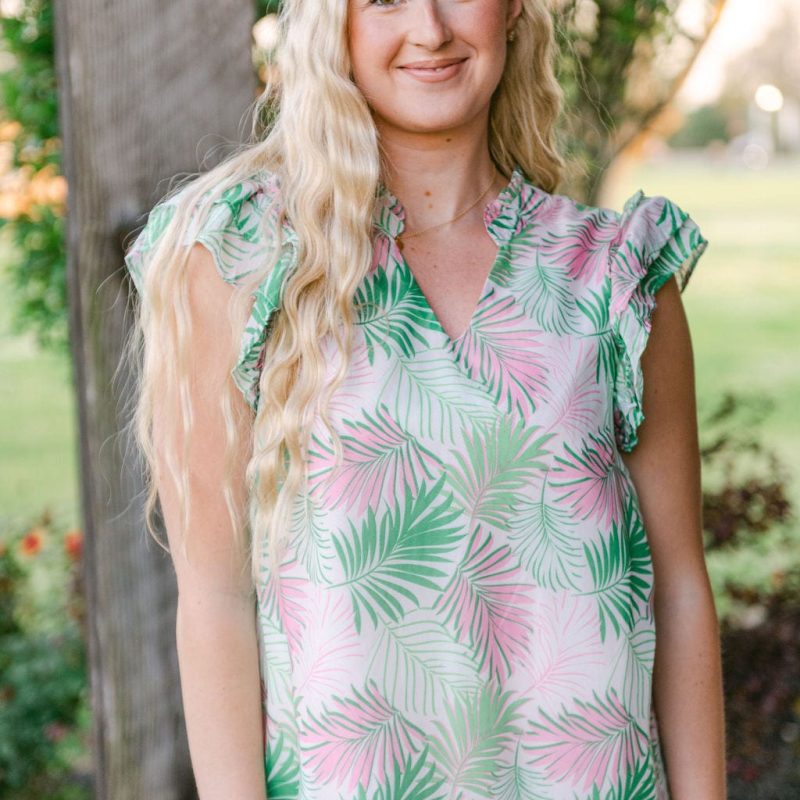 Green Marley Tropical Leaves Top