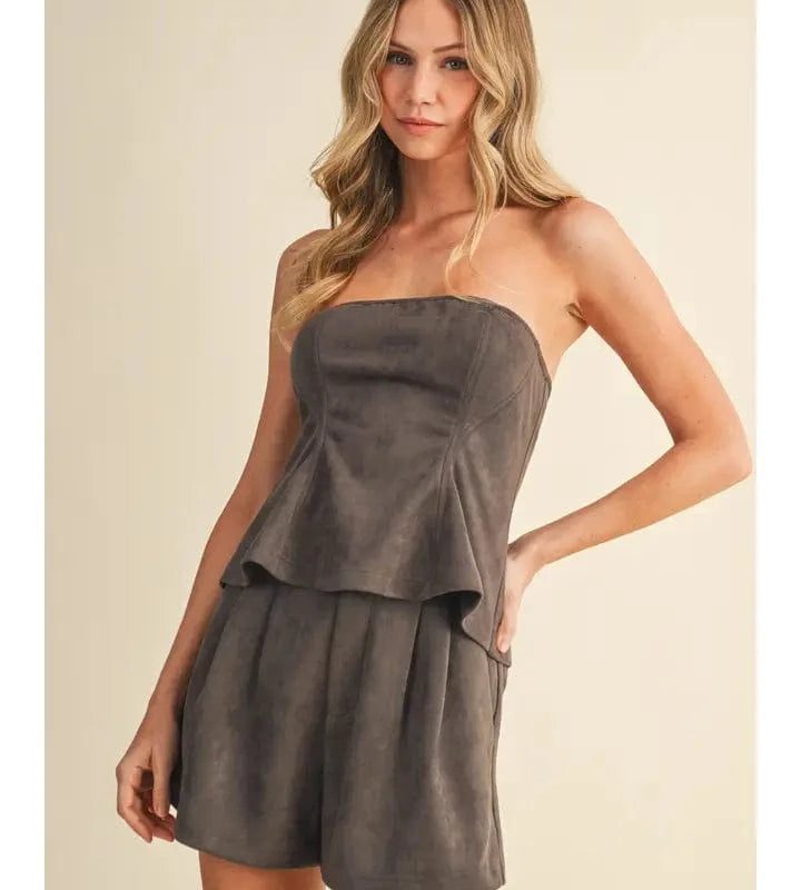 Ash Brown Suede Short Set
